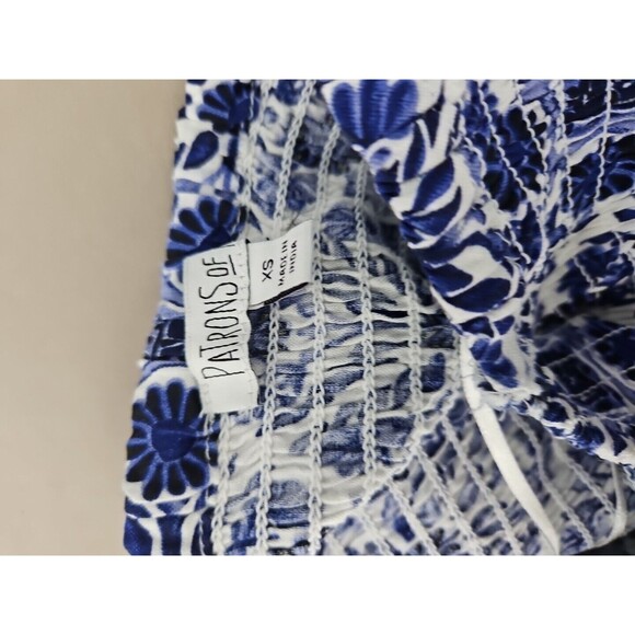 Patron's of Peace Blue & White Extra Small Women's Romper Jumpsuit Smocked NWOT - Picture 7 of 9